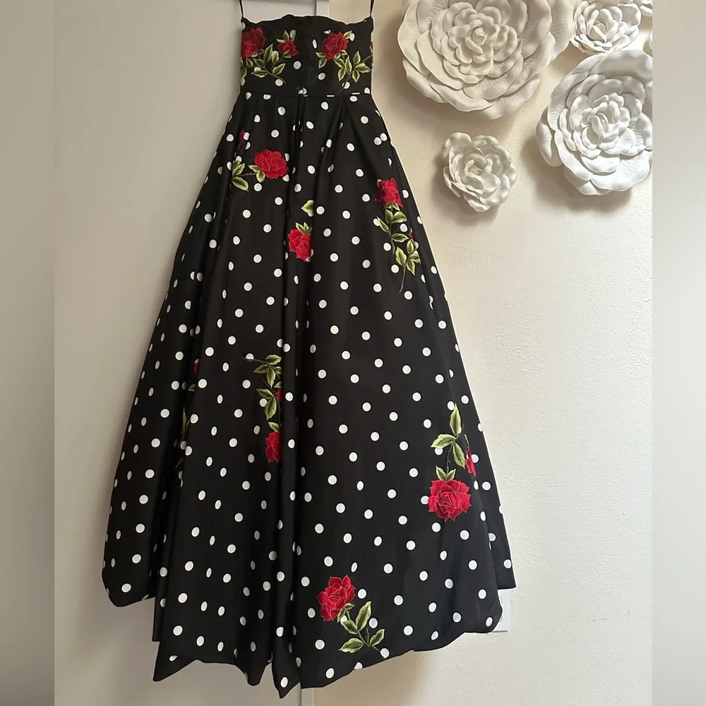 Sherri Hill Size 0 Rose Polka Dot High-Low Prom Gown – Fun, Flirty🌹✨ - Picture 7 of 7